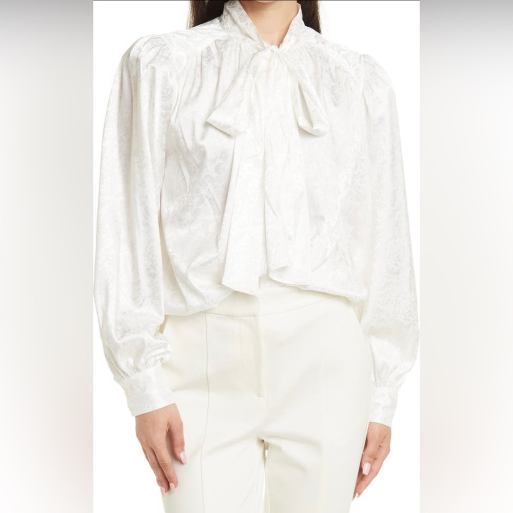 NWT Ronny Kobo Paola Tie Neck Long Sleeve Top